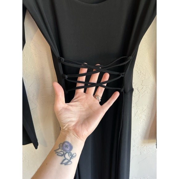 AYM Walter Reversible Maxi Dress S NWT Lace Up Corset Back Black Hourglass - Picture 3 of 9